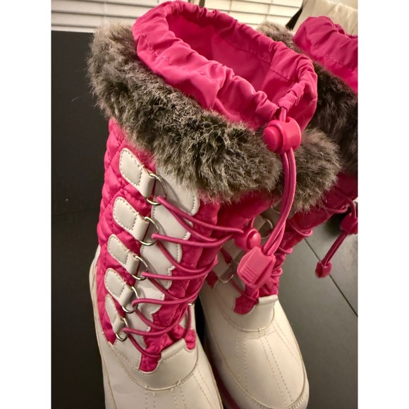 Lands' End Girls Insulated Tall Snow Winter Boots Size 3 Gray/Pink Waterproof - Picture 11 of 15